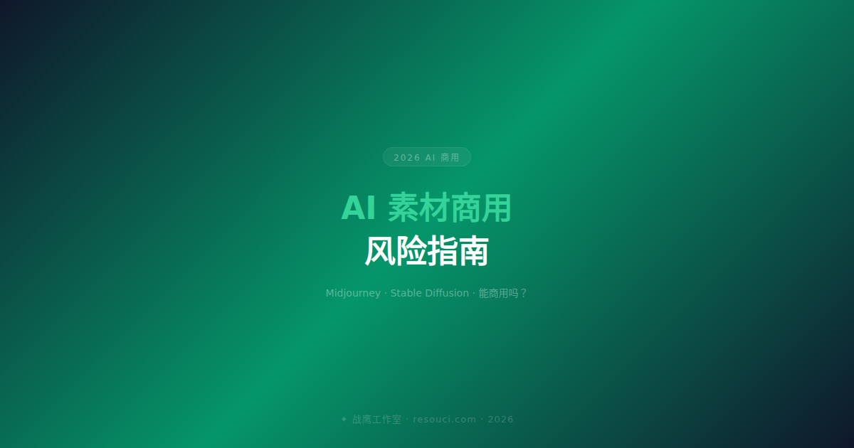 AI 素材商用风险指南 2026——Midjourney/Stable Diffusion 能商用吗？