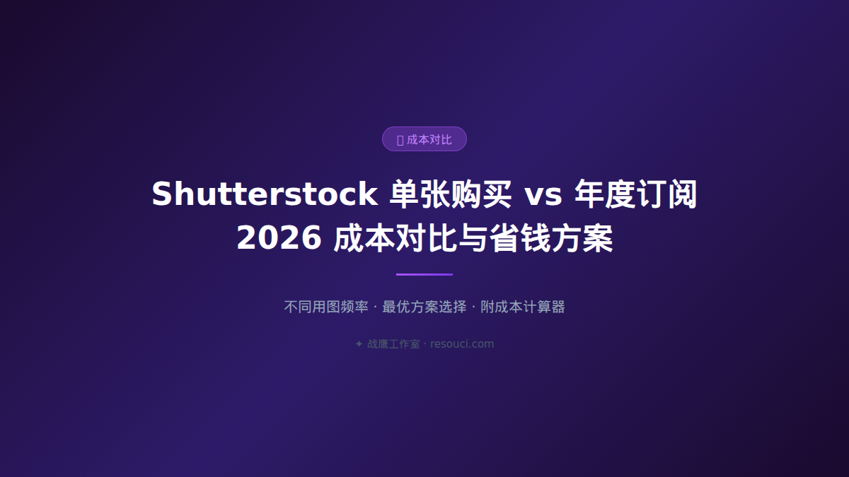 Shutterstock 套餐选择成本计算器 2026：按用图量算出最省钱的方案
