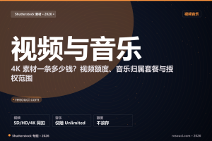 Shutterstock 视频素材与音乐怎么买?2026 规格、额度规则与授权边界