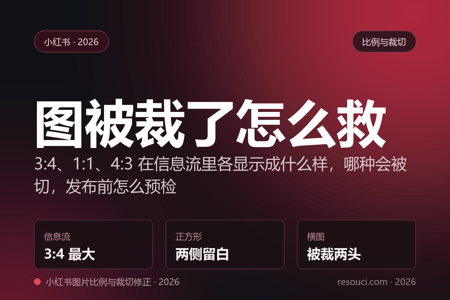 小红书图片比例不对被裁怎么办——3:4、1:1、4:3 显示差异与修正办法