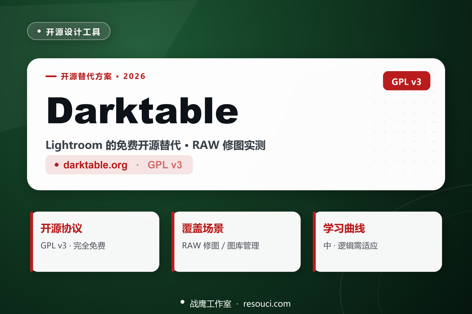 Darktable 2026 开源设计工具开源设计工具实测封面