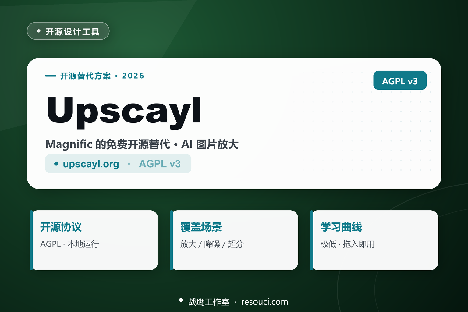 Upscayl 2026 实战：Magnific 免费开源替代，AI 图片放大设计师实测